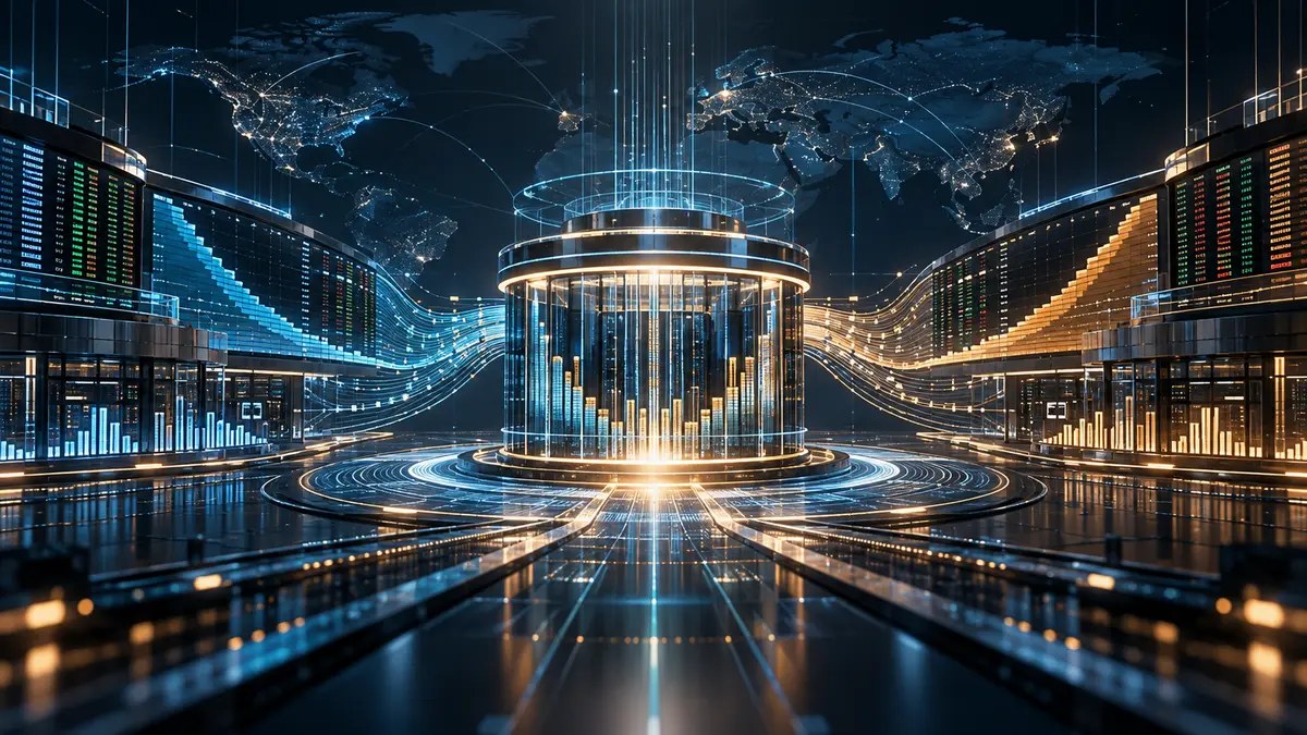 Two institutional digital-asset trading venues converging into one illuminated global liquidity hub