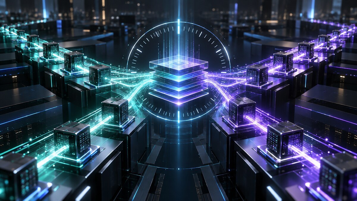 Two validator test networks exchange light pulses and converge on a shared blockchain consensus layer