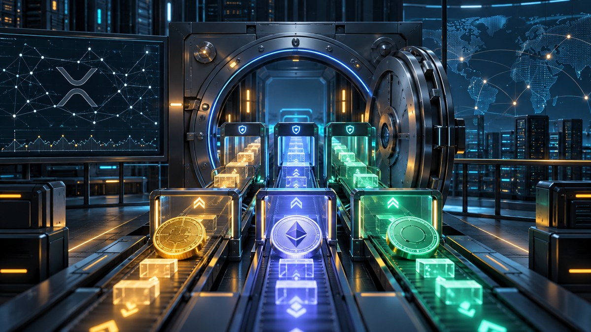 AI-generated conceptual illustration of digital-asset withdrawal lanes reopening through layered security checkpoints