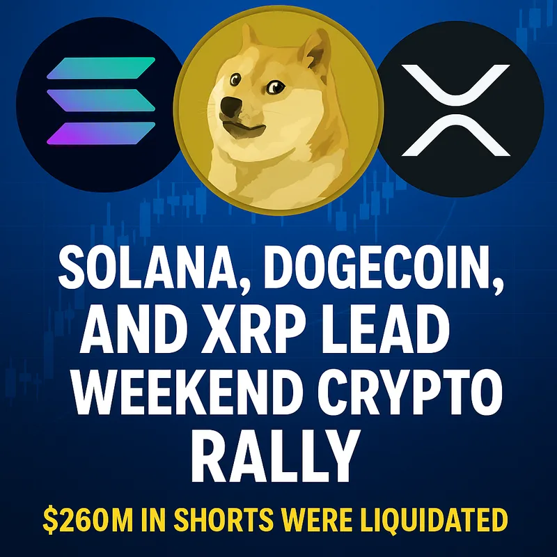 Solana, Dogecoin, and XRP Lead Weekend Crypto Rally as $260M Shorts Liquidated