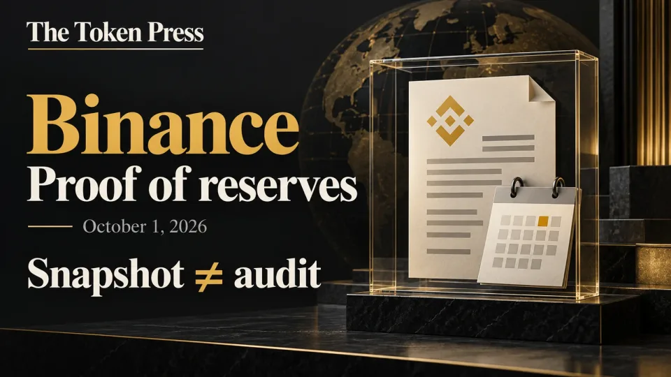 Binance proof-of-reserves analysis graphic dated October 1, 2026, with the label Snapshot is not audit.