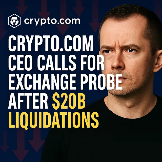 Crypto.com CEO Calls for Exchange Probe After $20B in Market Liquidations — “Regulators Must Investigate Fairness”