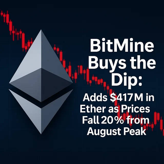 BitMine Buys the Dip: Adds $417M in Ether as Prices Fall 20% from August Peak