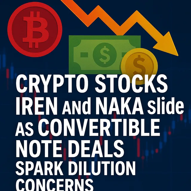 Crypto Stocks IREN and NAKA Slide as Convertible Note Deals Spark Dilution Concerns