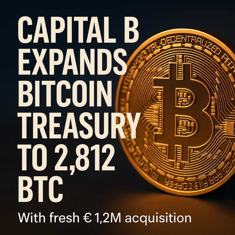 Capital B Expands Bitcoin Treasury to 2,812 BTC With Fresh €1.2M Acquisition